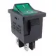 Ключ, 4pin, 2 положения, светещ, зелен, 250V, 6,5A, 19x13mm