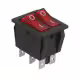 Двоен ключ KCD4, 6pin, 2х2 положения, светещ, червен, 250VAC, 16A, 28x22mm, DPST