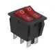Двоен ключ KCD4, 6pin, 2х2 положения, светещ, червен, 250VAC, 16A, 28x22mm, DPST