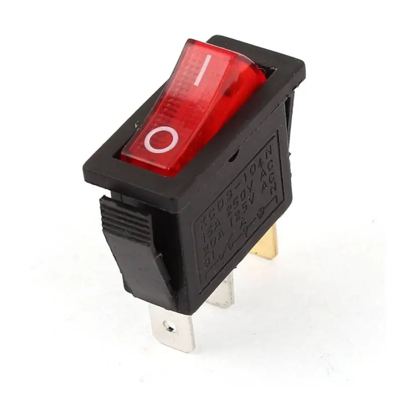 Ключ KCD3, 3pin, 2 положения, светещ, червен, 250VAC, 15A, 28x11mm