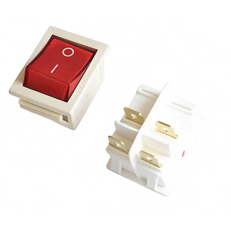 Бтлгарски ключ за бойлер, 4pin, 2 положения, светещ, червен, 250VAC, 15A, 28x22mm, DPST