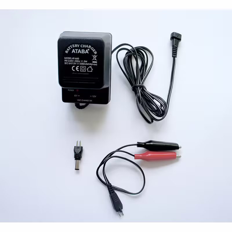 Мрежово комбинирано зарядно за оловни акумулатори с щипки 6V/12V 0,5А