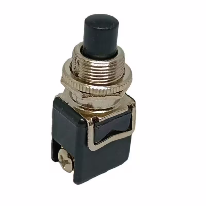 Бутон PBS-13B, незадържащ, НО, черен, 250VAC, 4A, SPST, Ф12mm
