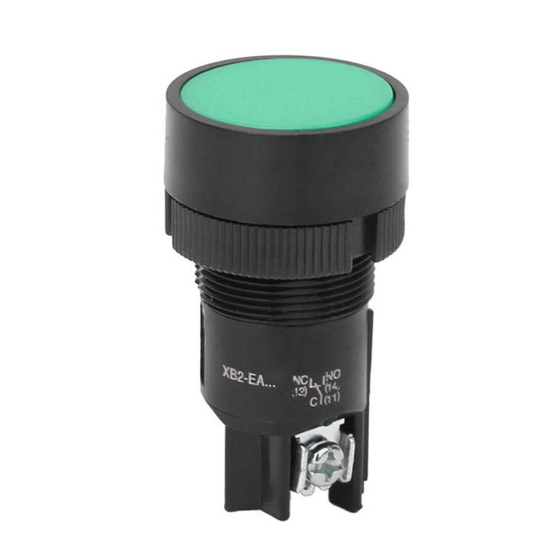 Бутон EA135, 3pin, незадържащ, НО, зелен, 250VAC, 3A, Ф22mm