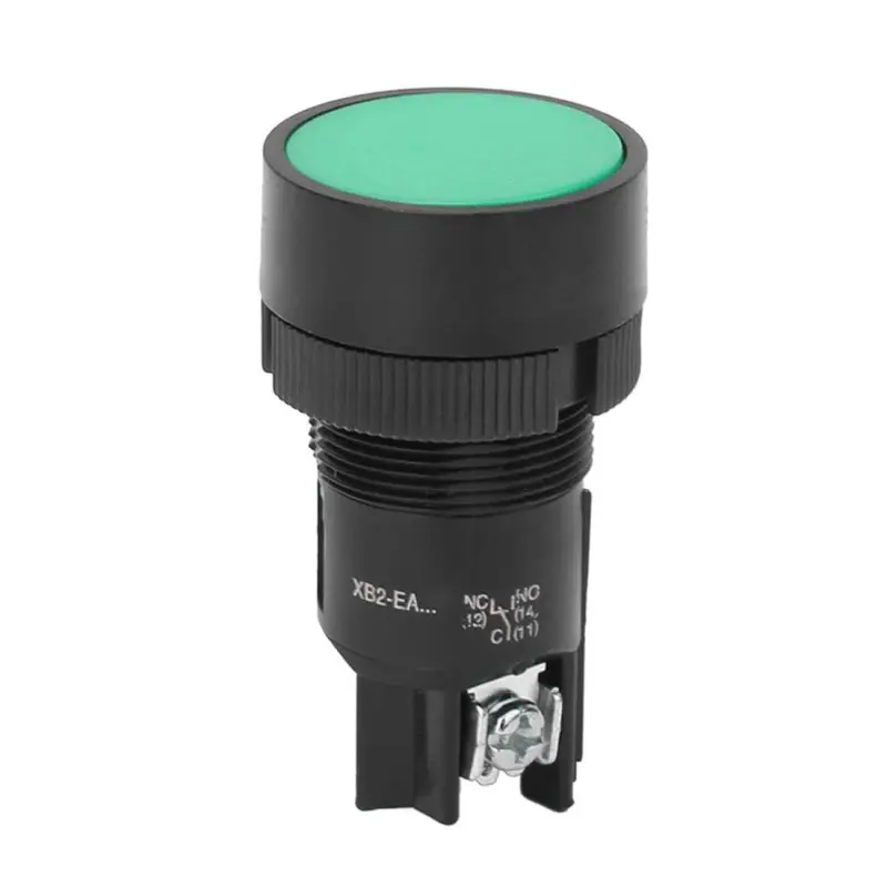 Бутон EA131, 2pin, незадържащ, НО, зелен, 250VAC, 3A, Ф22mm