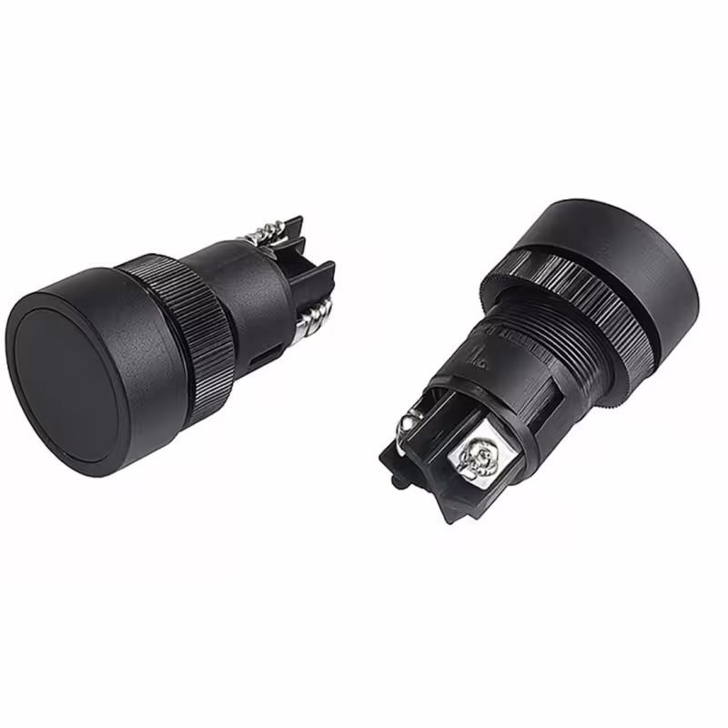 Бутон EA125, 3pin, незадържащ, НО, черен, 250VAC, 3A, Ф22mm