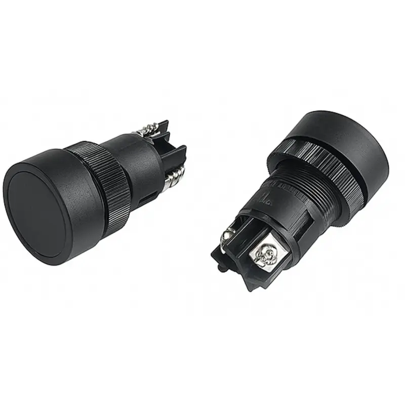 Бутон EA125, 3pin, незадържащ, НО, черен, 250VAC, 3A, Ф22mm