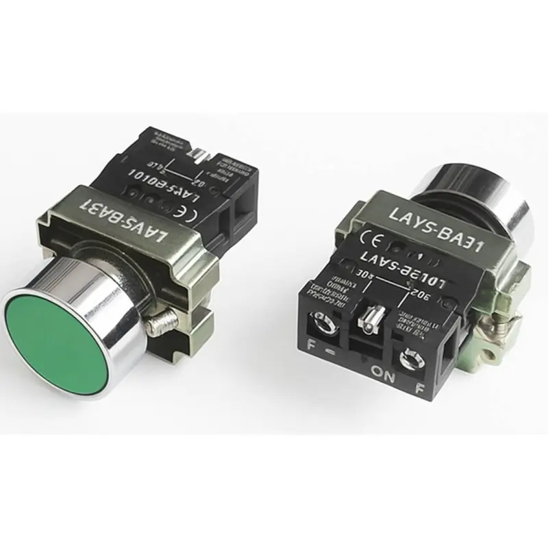 Бутон BA31, незадържащ, НО, зелен, 250VAC, 3A, Ф22mm