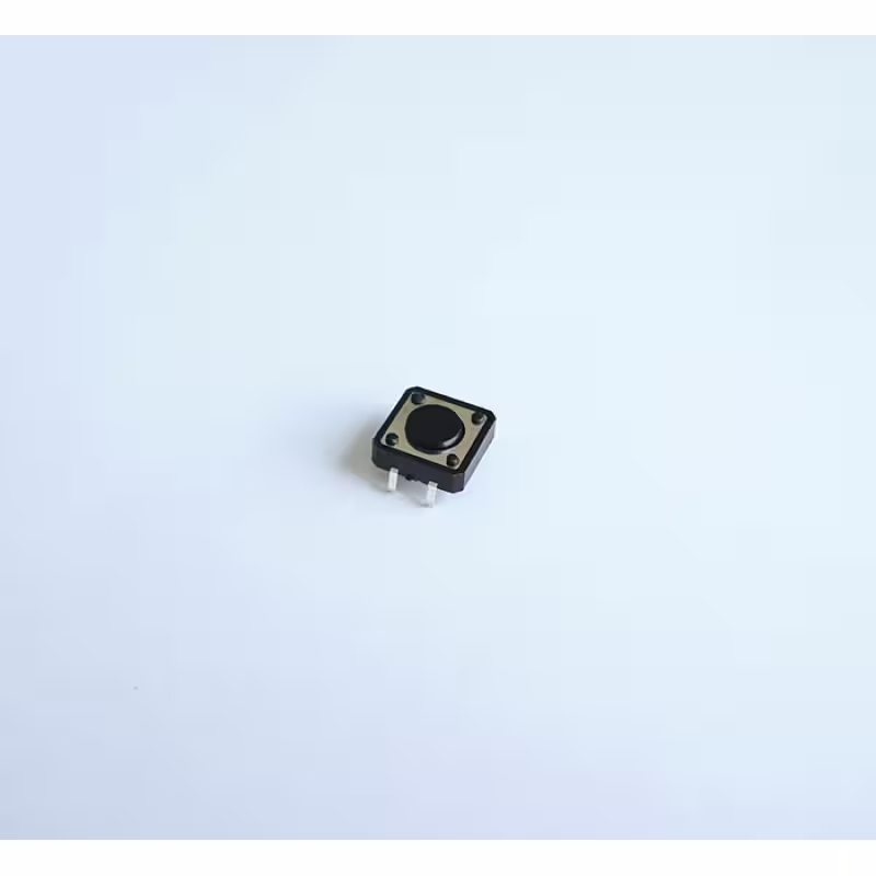 Малък бутон 4pin 12х12х4,3mm незадържащ НО черен 12V 0,05A H=1mm