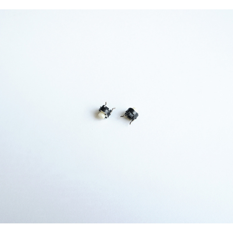 Малък бутон 2pin Ф6х4mm незадържащ НО бял 12V 0,05A H=1mm