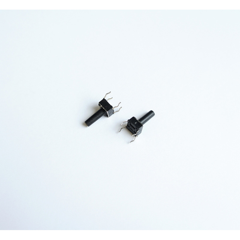 Малък бутон 4pin 6x6x13mm незадържащ НО черен 12V 0,05A H=10mm