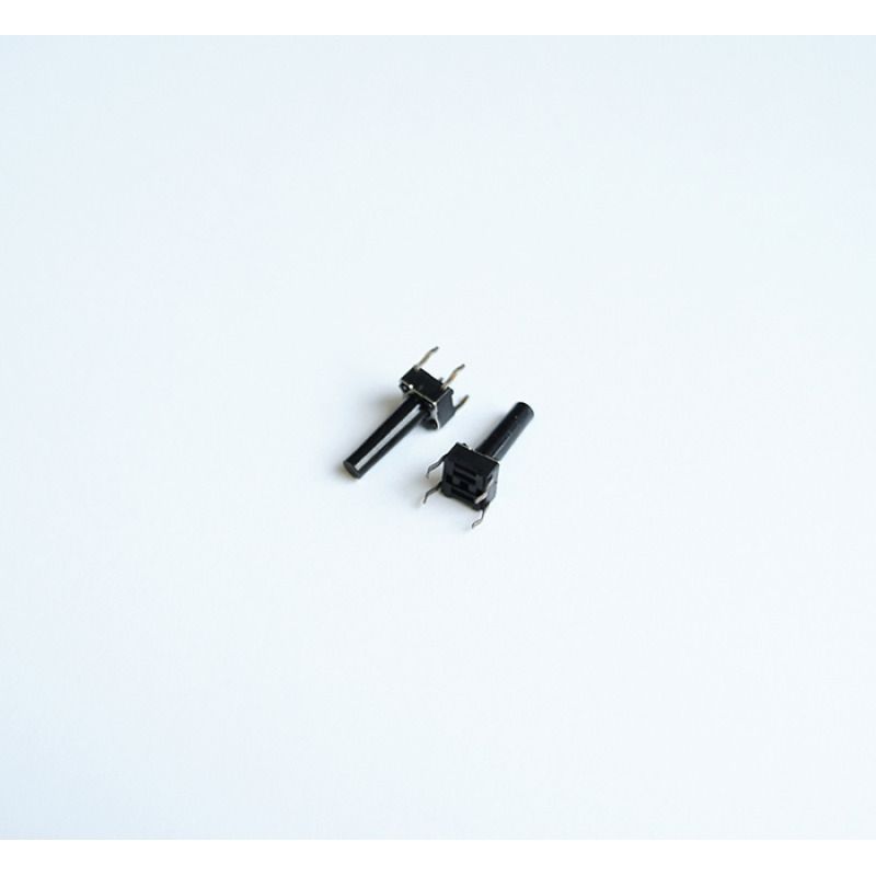 Малък бутон 4pin 6x6x11mm незадържащ НО черен 12V 0,05A H=7,5mm