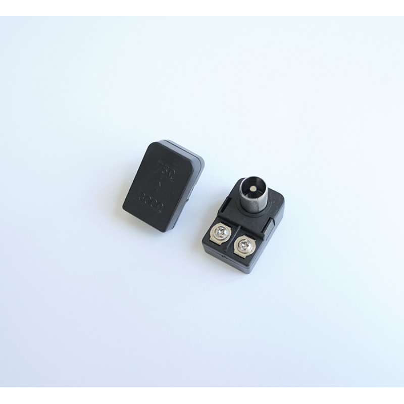 Букса преходна ъглова TV антена RF(м)/RG кабел 75-300 ohm