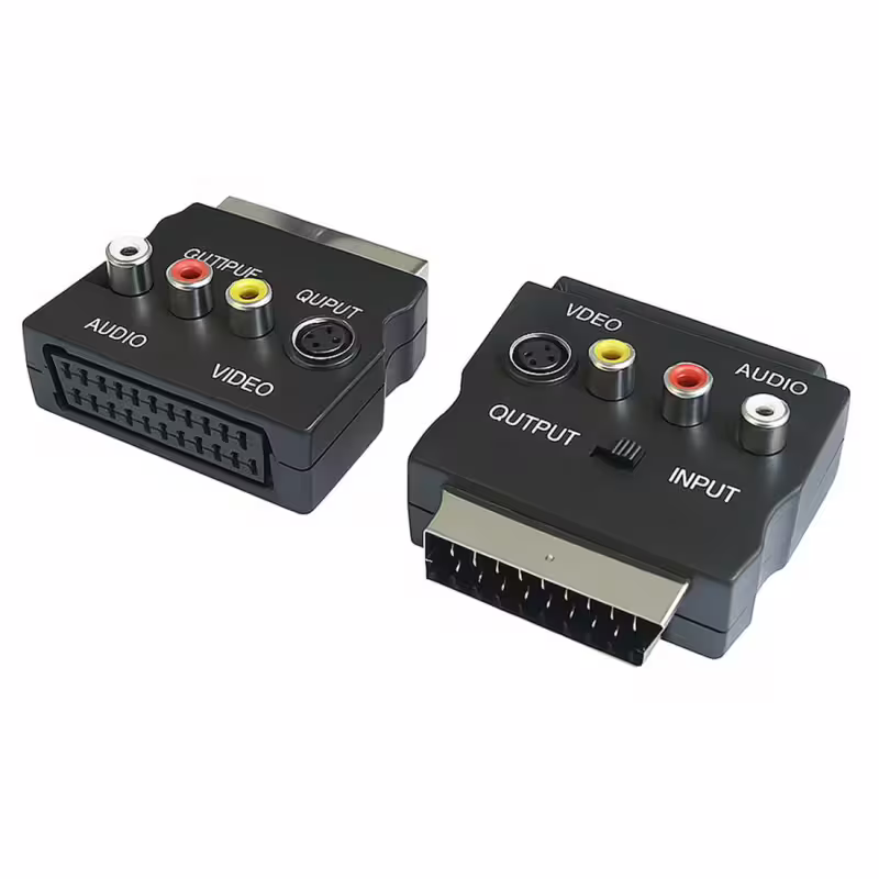 Букса преходна, превключвател, SCART(м), SCART(ж), 3xRCA(ж), SVHS 5pin(ж)