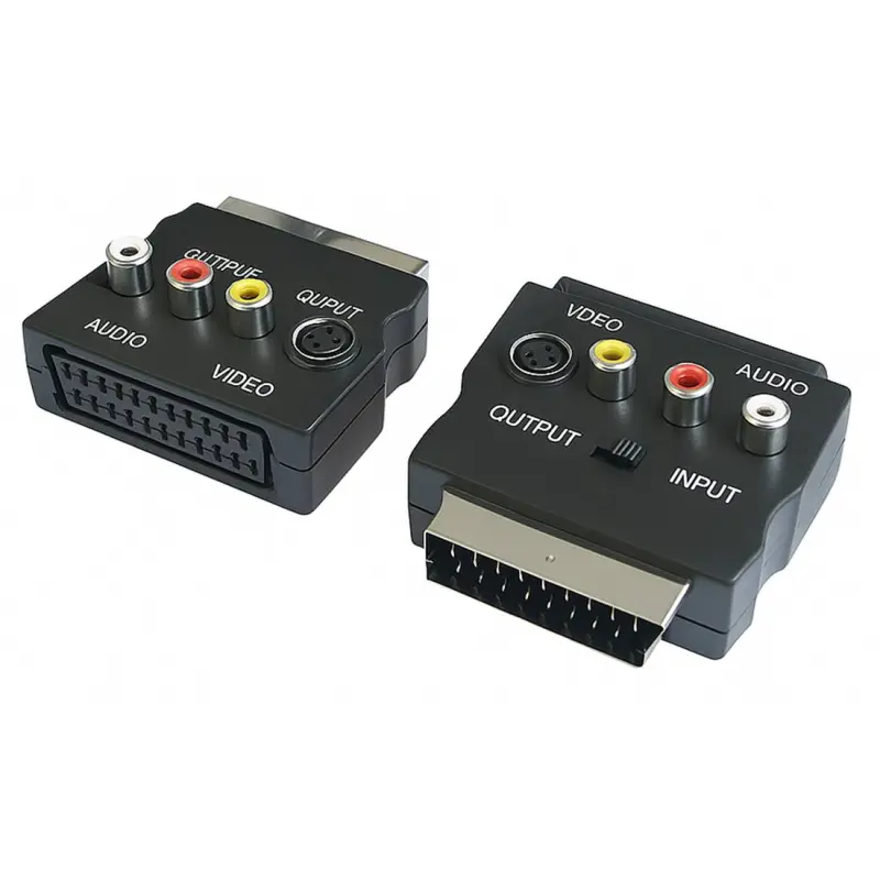 Букса преходна, превключвател, SCART(м), SCART(ж), 3xRCA(ж), SVHS 5pin(ж)