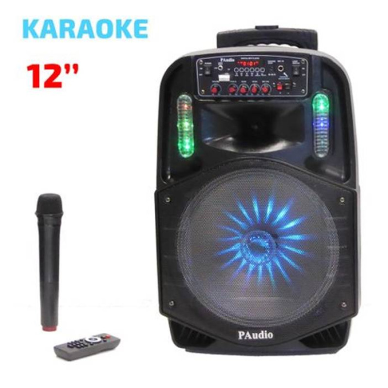 Преносима активна караоке тонколона PAUDIO-121 12" с вграден усилвател и 1 безжичен микрофон 32W