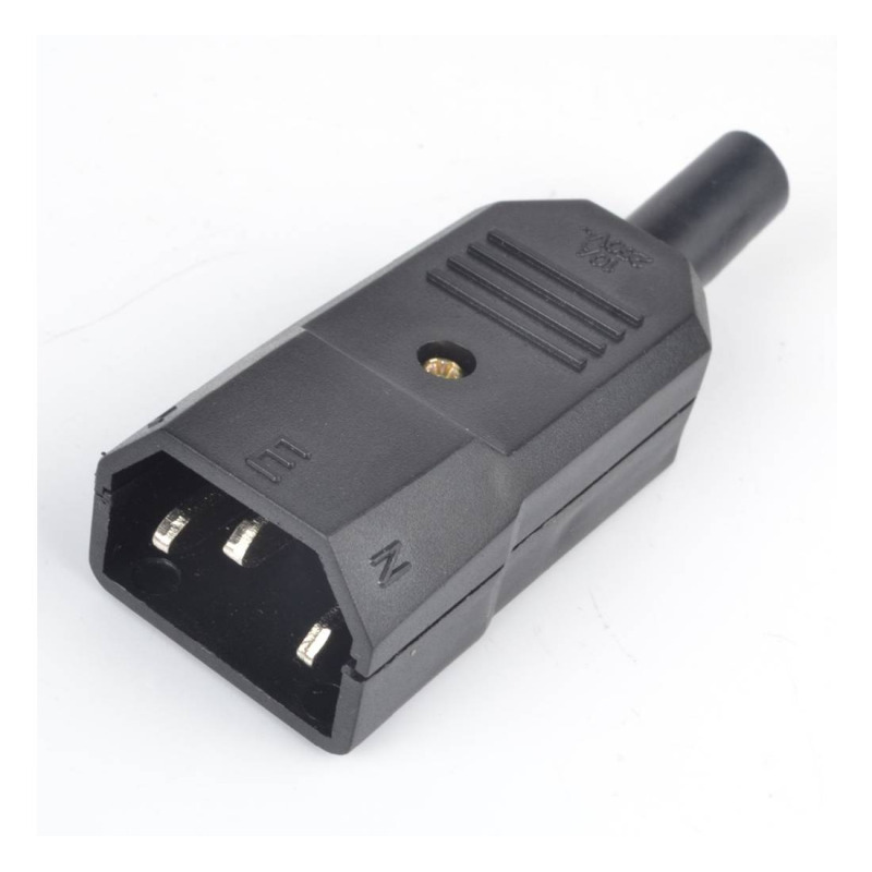 Букса, захранваща, за кабел, за компютър, IEC C14(м), 10A, 220VAC