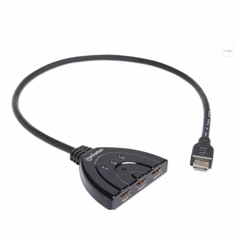 Кабел преходен HDTV, превключвател,1080p, вход 3xHDMI(ж), изход HDMI(м), 0,5m