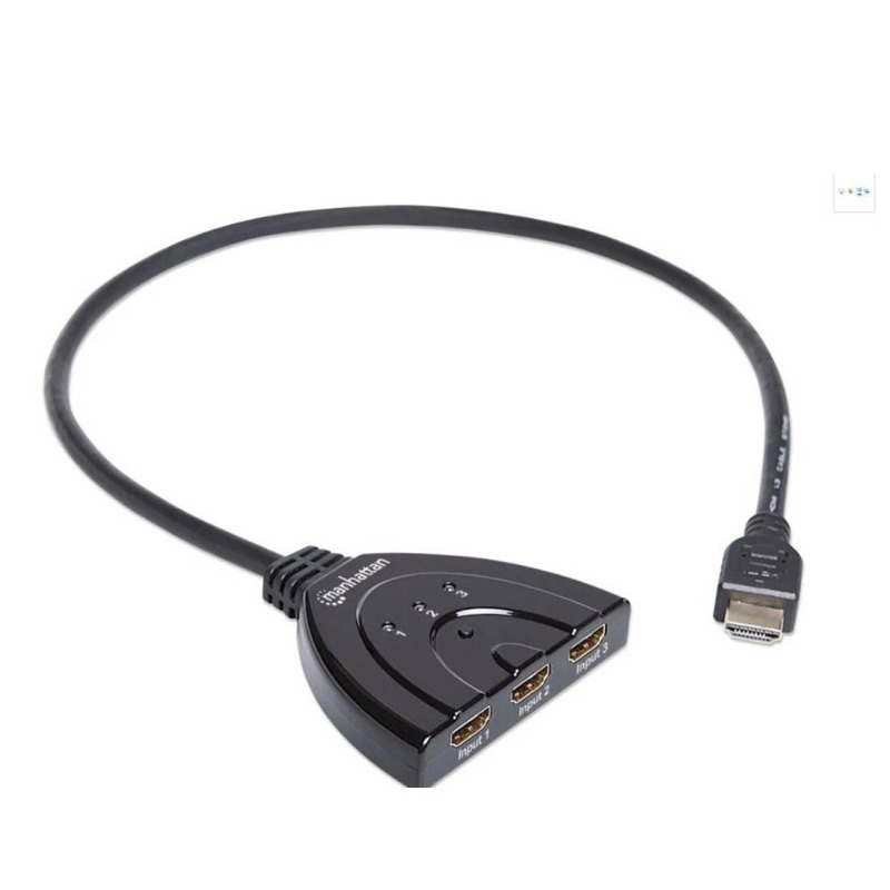 Кабел преходен HDTV, превключвател,1080p, вход 3xHDMI(ж), изход HDMI(м), 0,5m