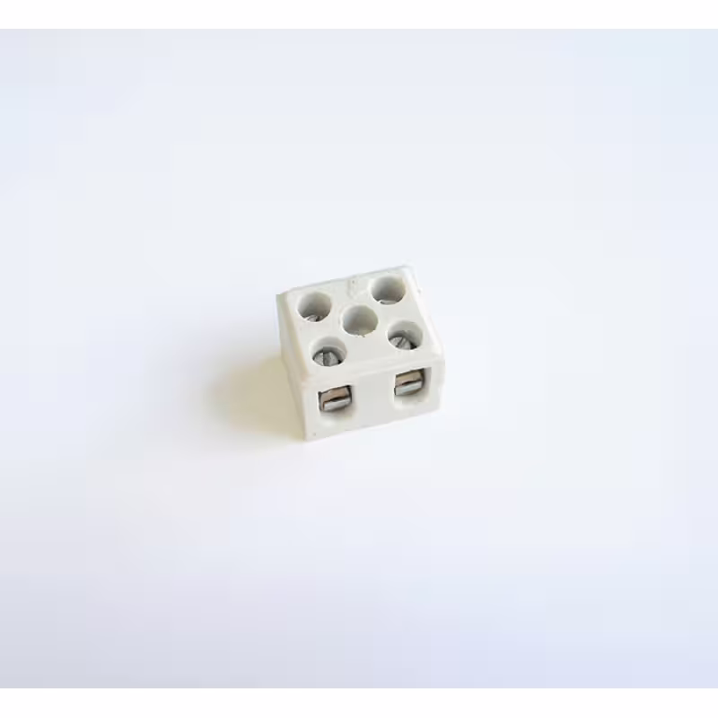 Лустер клема, порцеланова, двуполюсна, 380V, бяла, 2pin, 6mm2