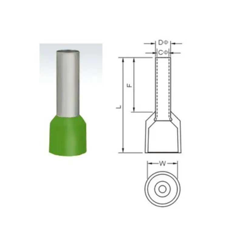 Кабелна втулка, кламфа, изолация, зелена, кримпване, 6mm2