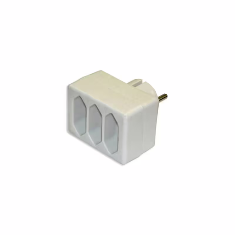 Разклонител за контакт, 3-ка, без кабел, бял, 220VAC, 2,5A, 550W
