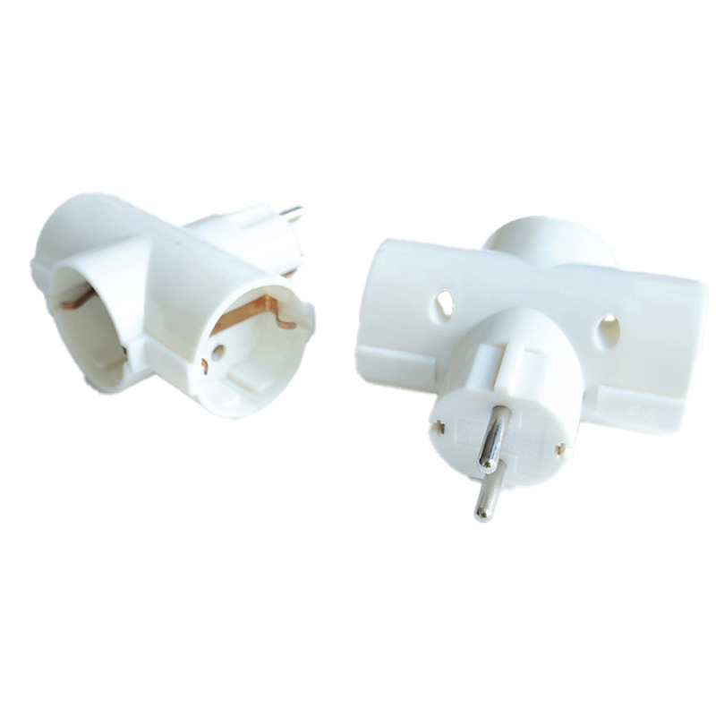 Разклонител за контакт ъглов 3-ка без кабел бял 220V 16A