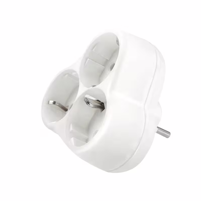 Разклонител за контакт YONKA, 3-ка, без кабел, бял, 220V, 16A