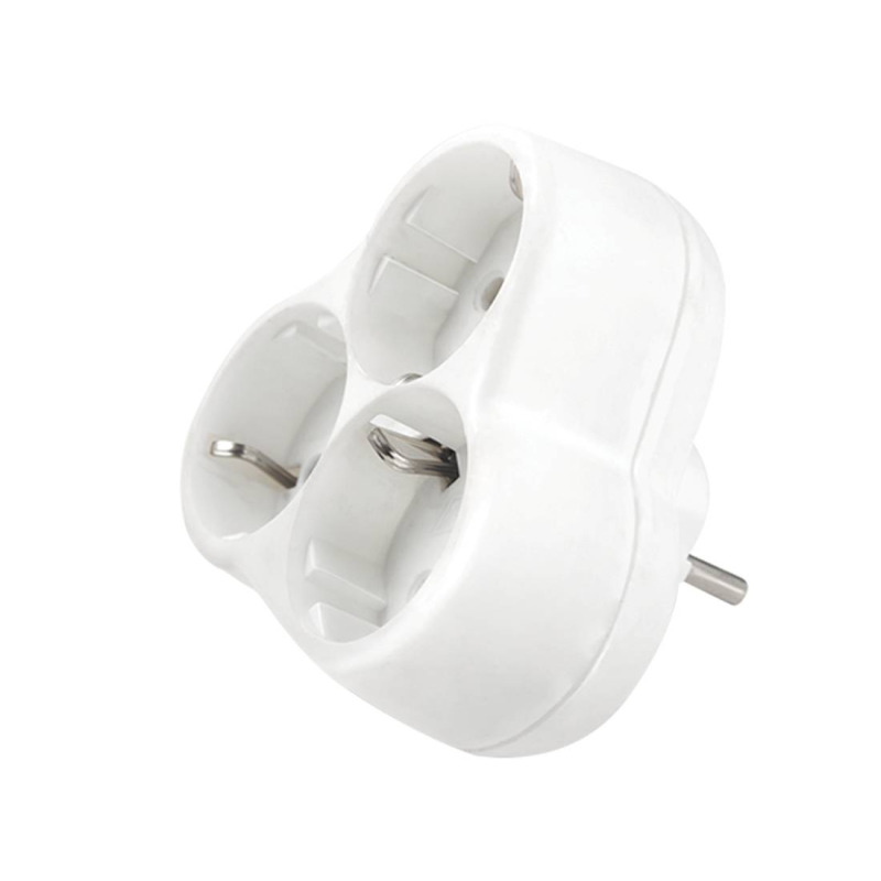 Разклонител за контакт YONKA, 3-ка, без кабел, бял, 220V, 16A