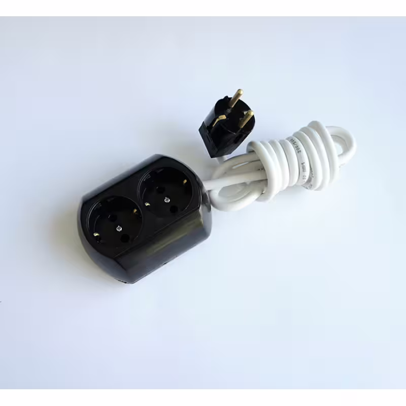 Български разклонител за контакт 2-ка черен 2m 220V 16A