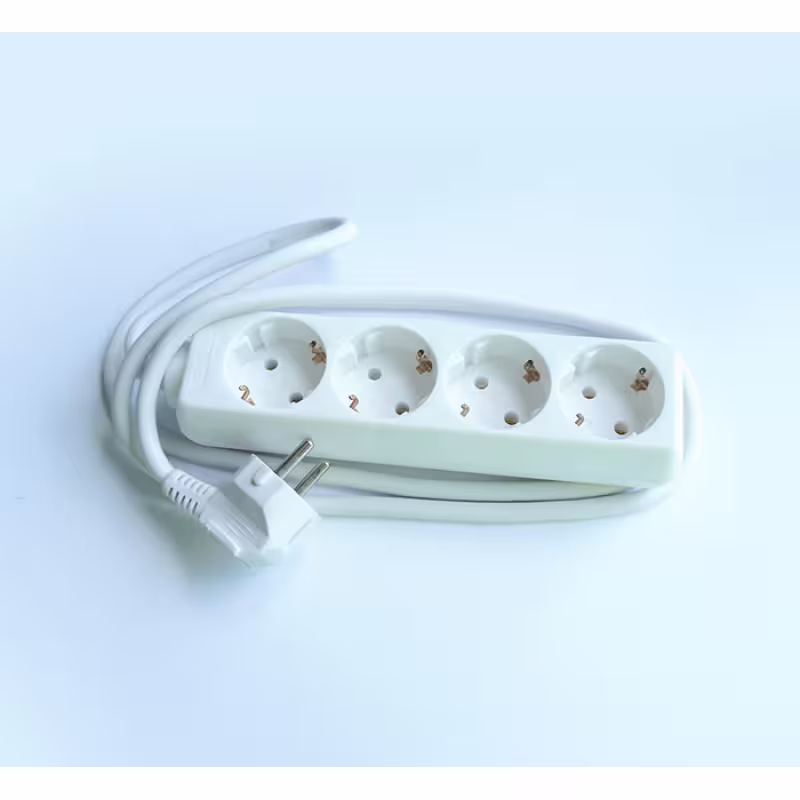 Разклонител за контакт 4-ка бял 1,5m 220V 16A