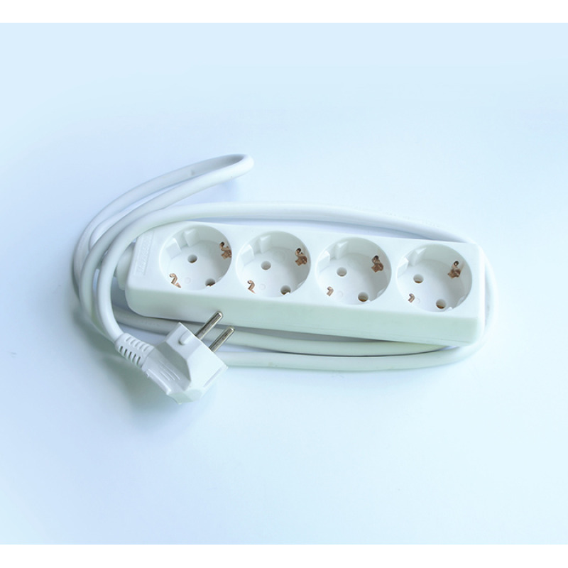 Разклонител за контакт 4-ка бял 1,5m 220V 16A