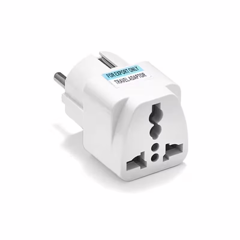 Преходник за български контакт "шуко" от английски щепсел, вход UK, изход EU, дълъг, бял, 220VAC, 10A