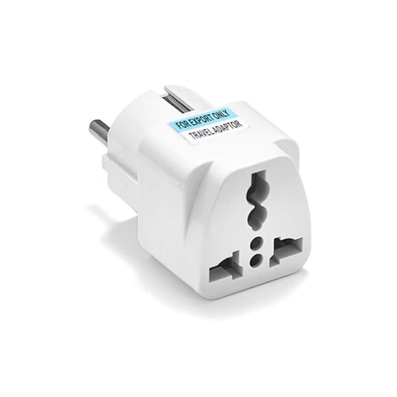 Преходник за български контакт "шуко" от английски щепсел, вход UK, изход EU, дълъг, бял, 220VAC, 10A