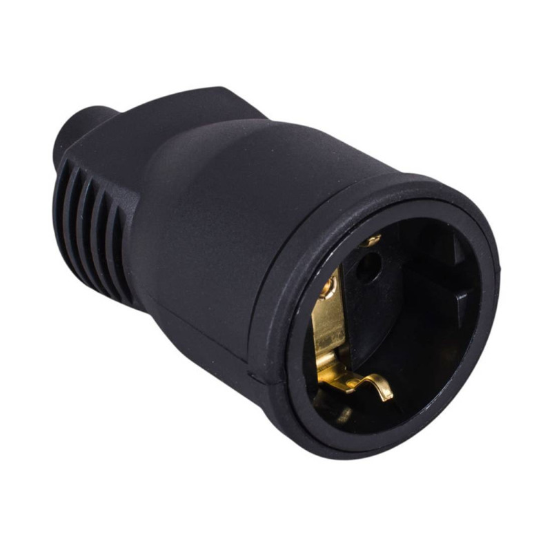 Български куплунг за контакт "шуко", гумиран, 220VAC, 16A, IP44