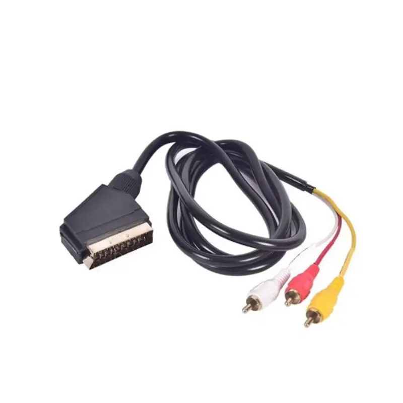 Кабел преходен, SCART(м), 3xRCA(м), 1,5m