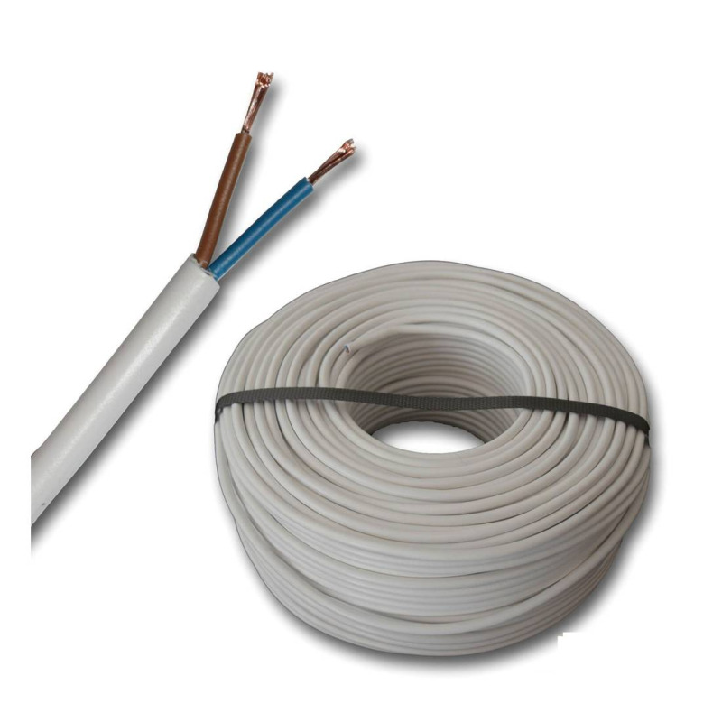 Кабел двужилен H05VV, захранващ, меден, мрежови, бял, ШВПЛ, Cu, 2x0,75mm2