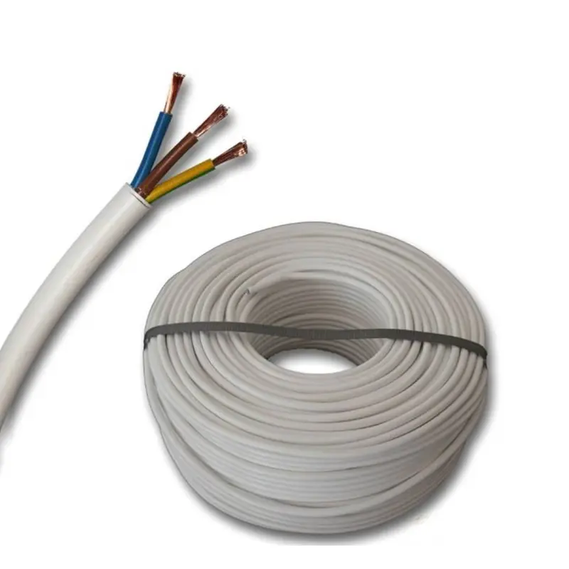 Кабел трижилен, захранващ, меден, мрежови, бял, ШВПС-Б, Cu, 3x1,5mm2