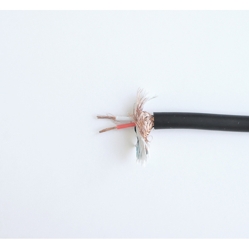 Екраниран кабел, двужилен, за микрофон, STEREO, черен, Ф6mm, Cu