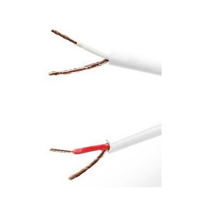 Двойно екраниран кабел, двужилен, слушалки, тонколони, чинчове, бял, 2x0,15mm2