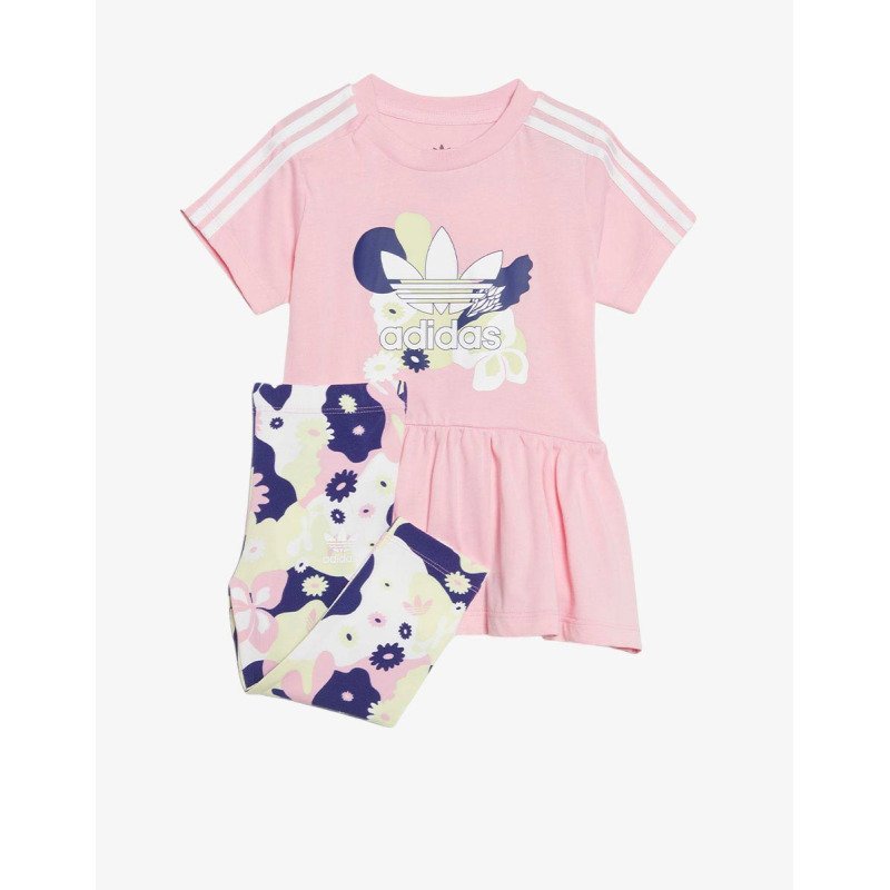 ADIDAS Originals Flower Print Dress And Tights Set Pink/Multi