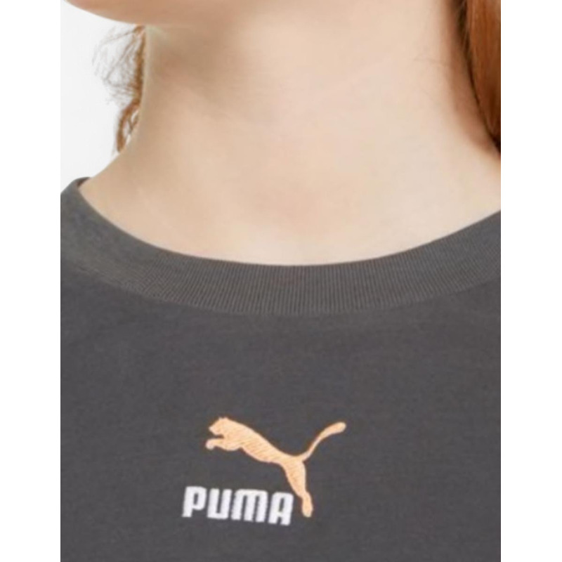 PUMA Relaxed Fit Youth Cropped Tee Grey G