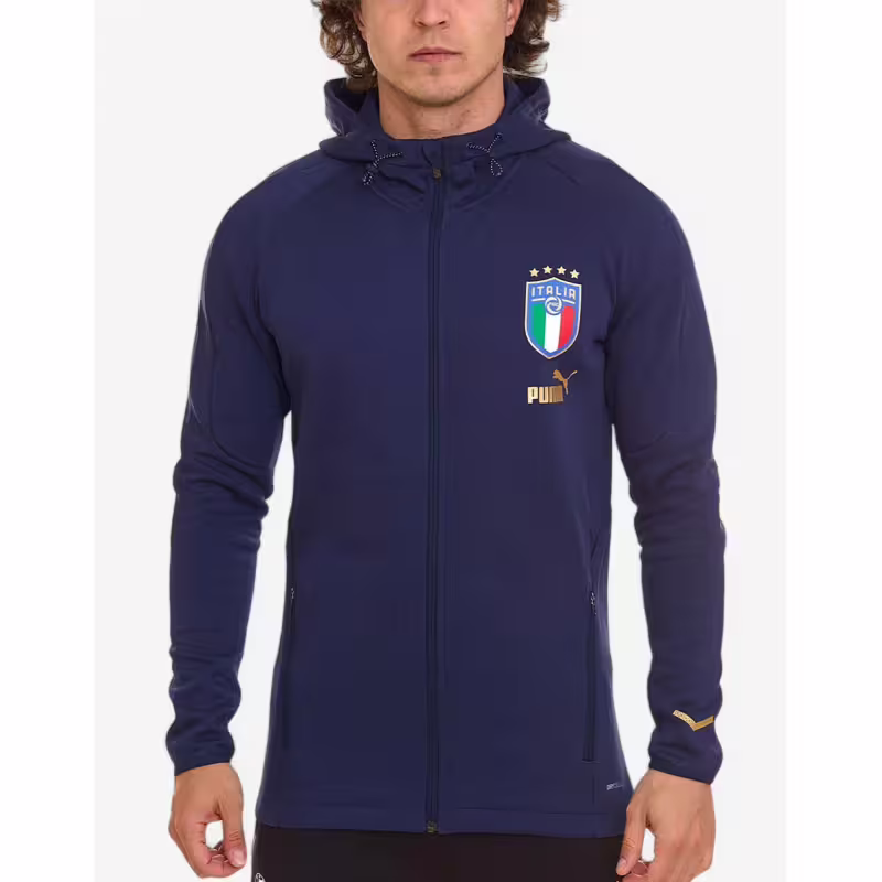 PUMA x Italy FIGC Coach Hooded Training Jacket Blue