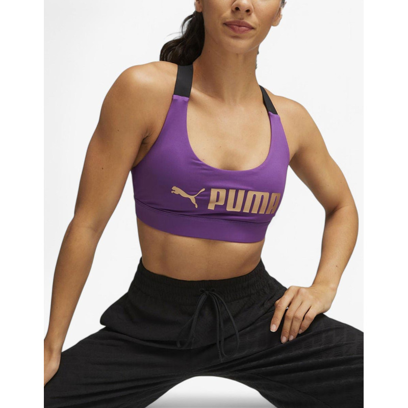 PUMA Fit Mid Impact Training Bra Purple