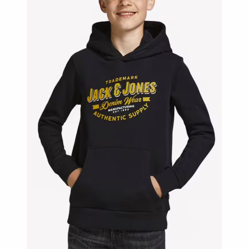 JACK&JONES Logo Hoodie Black Jr