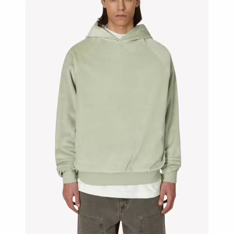 ADIDAS Basketball Velour Hoodie Halo Green