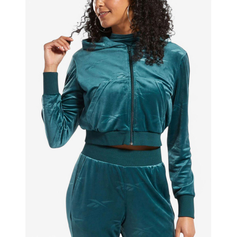 REEBOK Classics Energy Q4 Velour Full-Zip Hoodie Teal