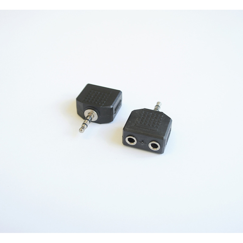 Букса преходна STEREO 3,5mm JACK(м)/2x3,5mm JACK(ж)