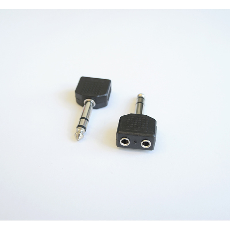 Букса преходна STEREO 6,3mm JACK(м)/2x3,5mm MONO JACK(ж)