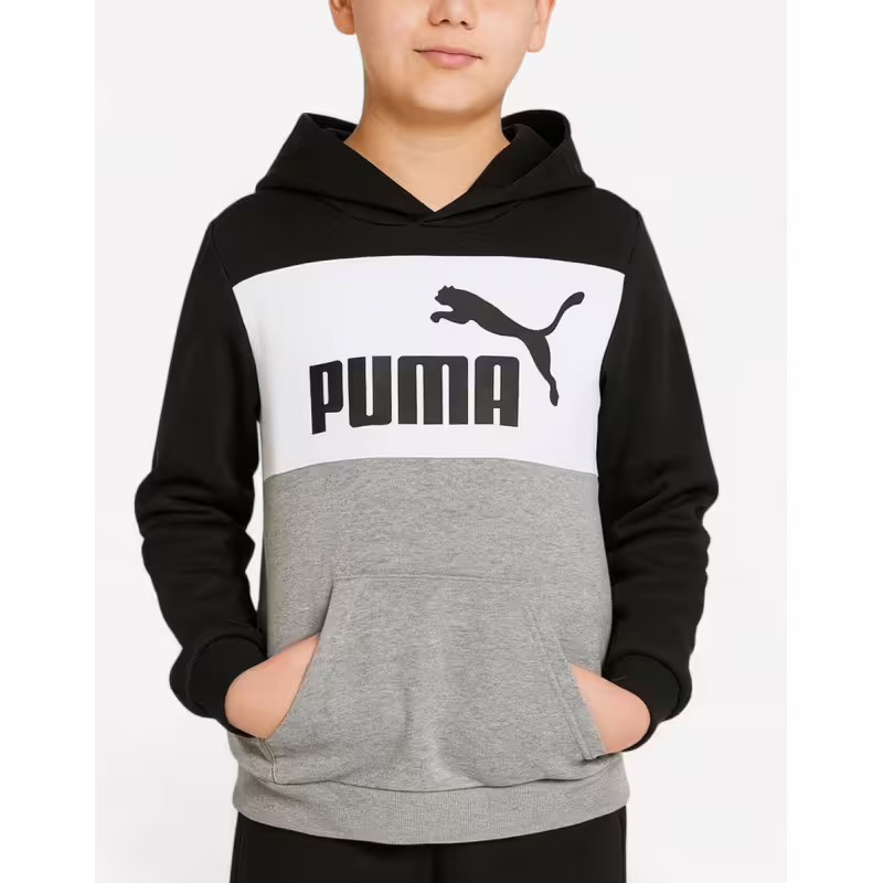 PUMA Essentials+ Colorblock Fleece Hoodie Grey/Black